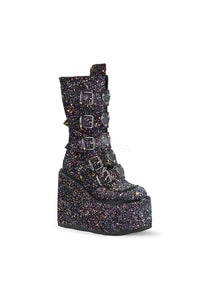 Demonia SWING-230G  Knee Boot in Black Glitter from SexyShoes.com