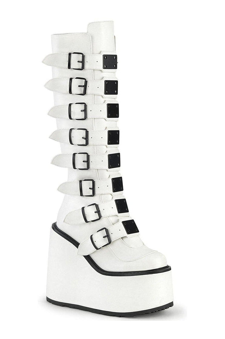 Demonia SWING-815 Knee Boot in White Faux Leather from SexyShoes.com