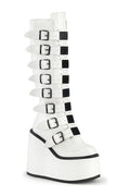 SWING-815 Knee Boot | White Faux Leather