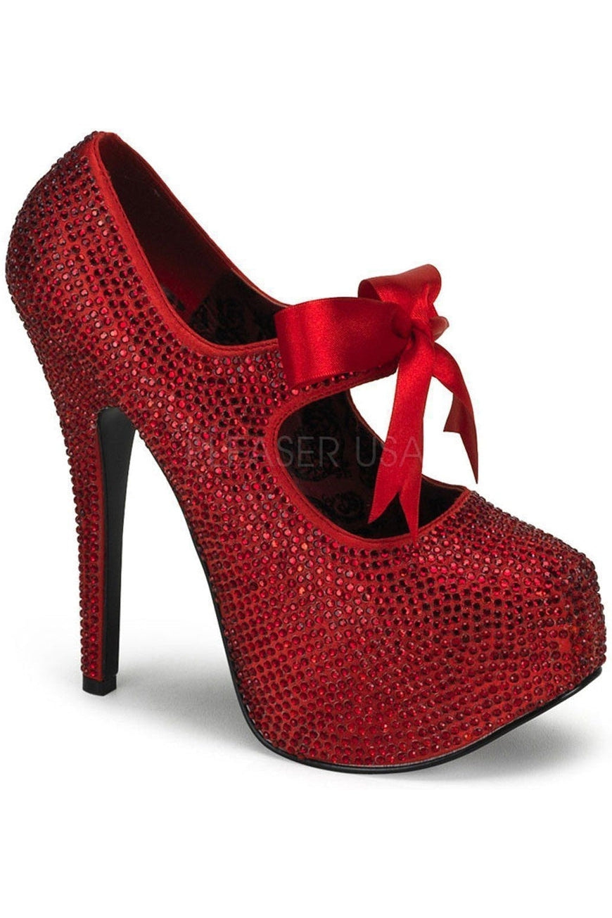 Bordello TEEZE-04R Pump in Red Rhinestones from SexyShoes.com
