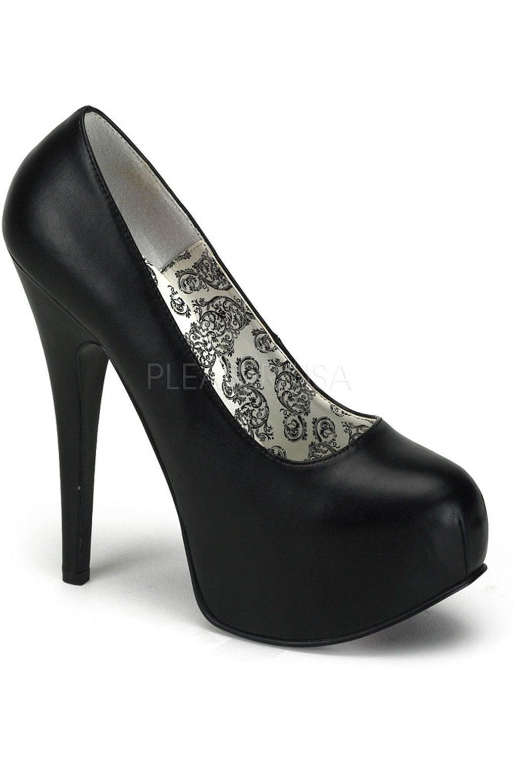 TEEZE-06 Pump | Black Faux Leather-Bordello-Black-Pumps-SEXYSHOES.COM