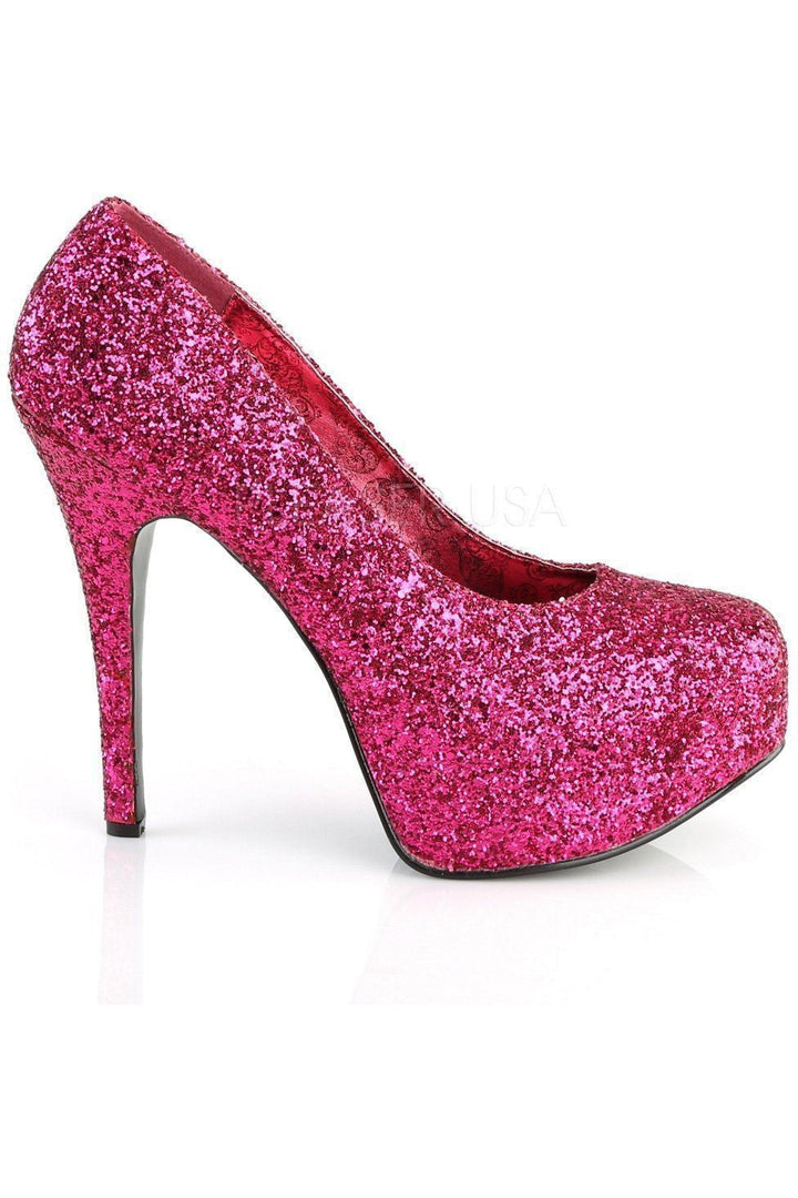 TEEZE-06GW Pump | Fuchsia Glitter-Pleaser Pink Label-Pumps-SEXYSHOES.COM