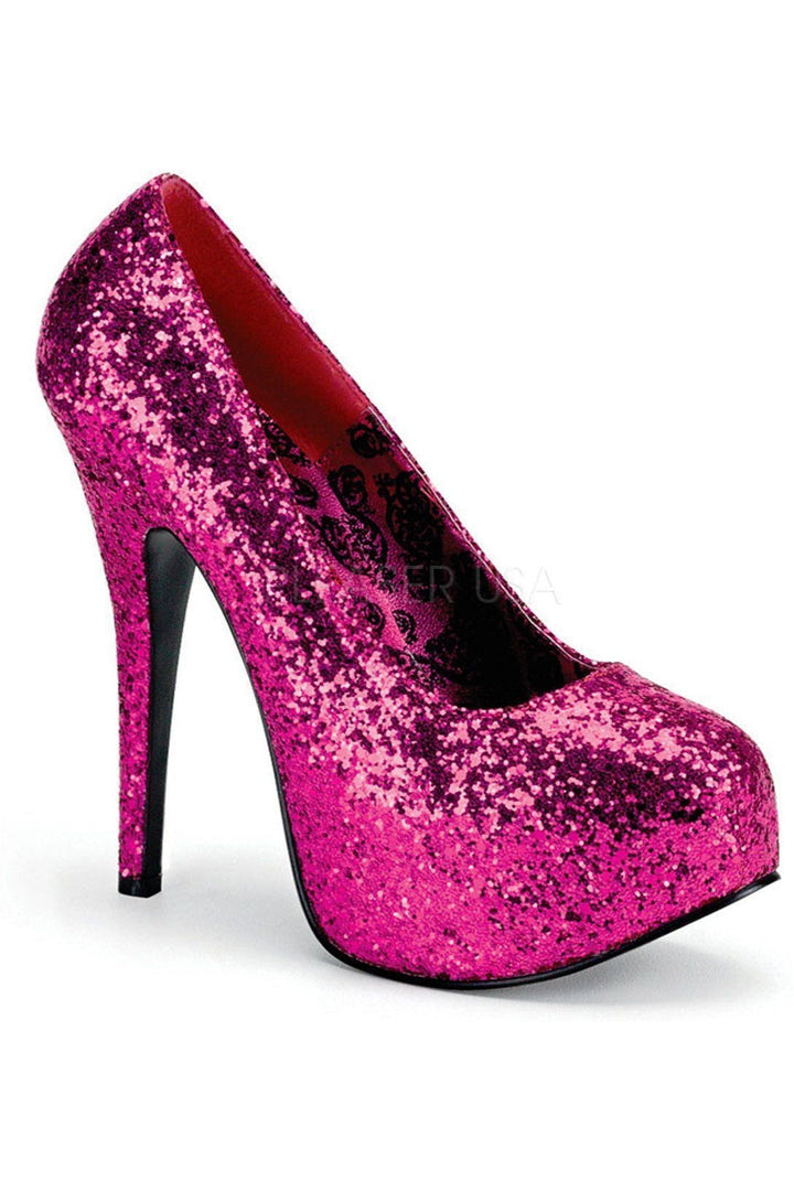 TEEZE-06GW Pump | Fuchsia Glitter-Pleaser Pink Label-Fuchsia-Pumps-SEXYSHOES.COM