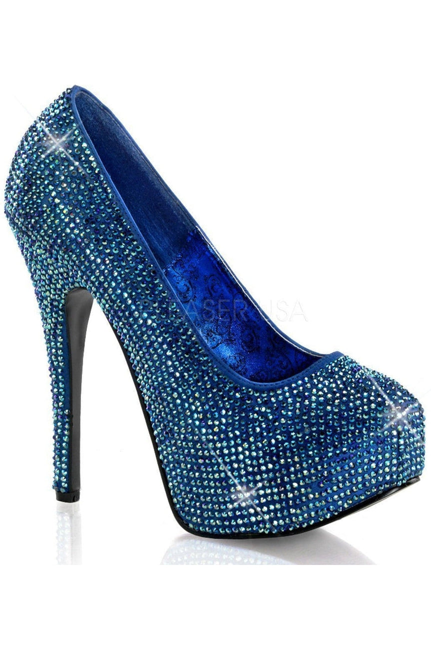 TEEZE-06R Pump | Blue Genuine Satin-Bordello-Blue-Pumps-SEXYSHOES.COM