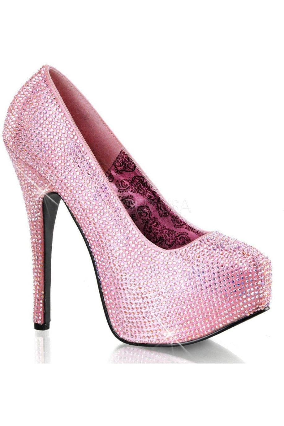 TEEZE-06R Pump | Pink Genuine Satin-Bordello-Pink-Pumps-SEXYSHOES.COM