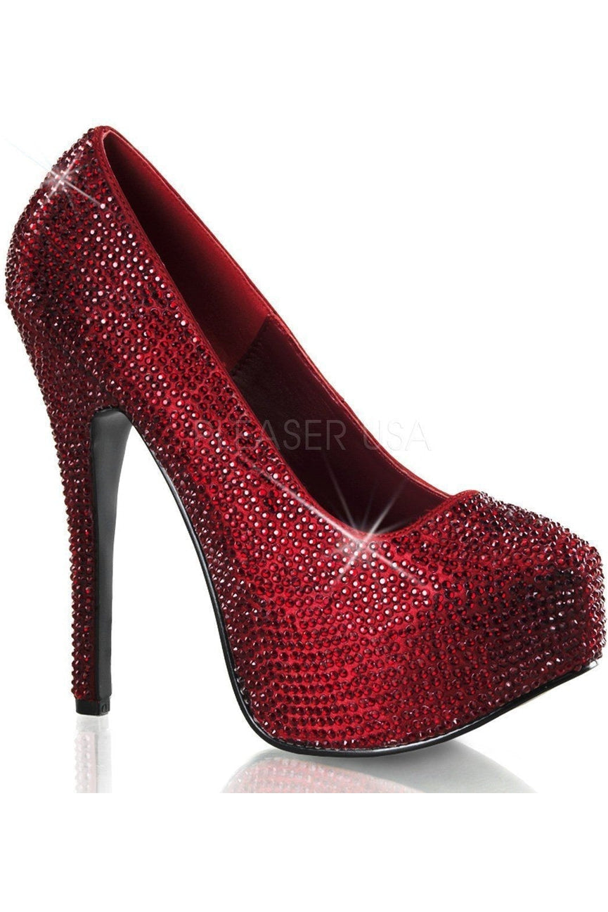 TEEZE-06R Pump | Red Genuine Satin-Bordello-Red-Pumps-SEXYSHOES.COM