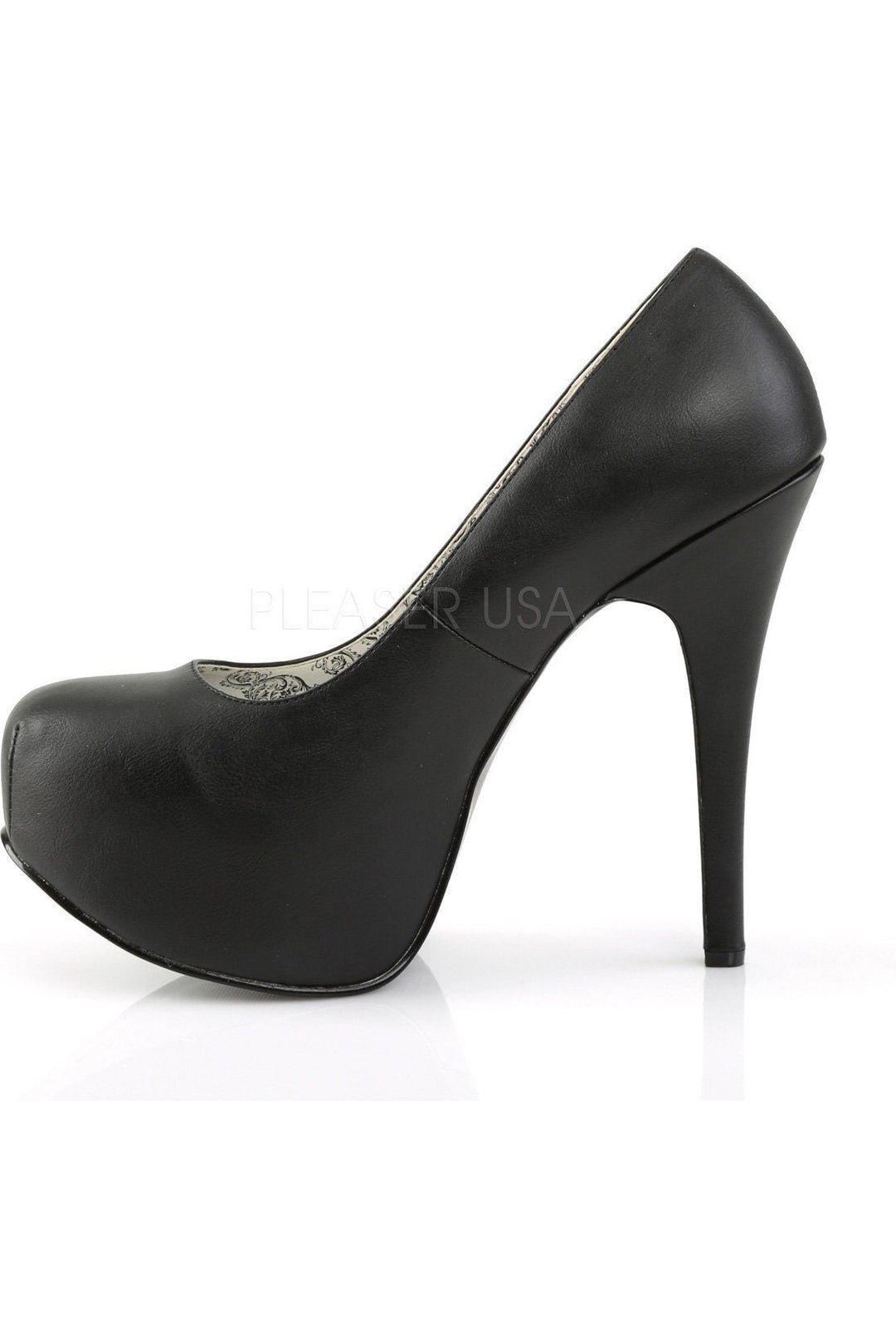 Pleaser Pink Label TEEZE-06W Pump in Black Faux Leather