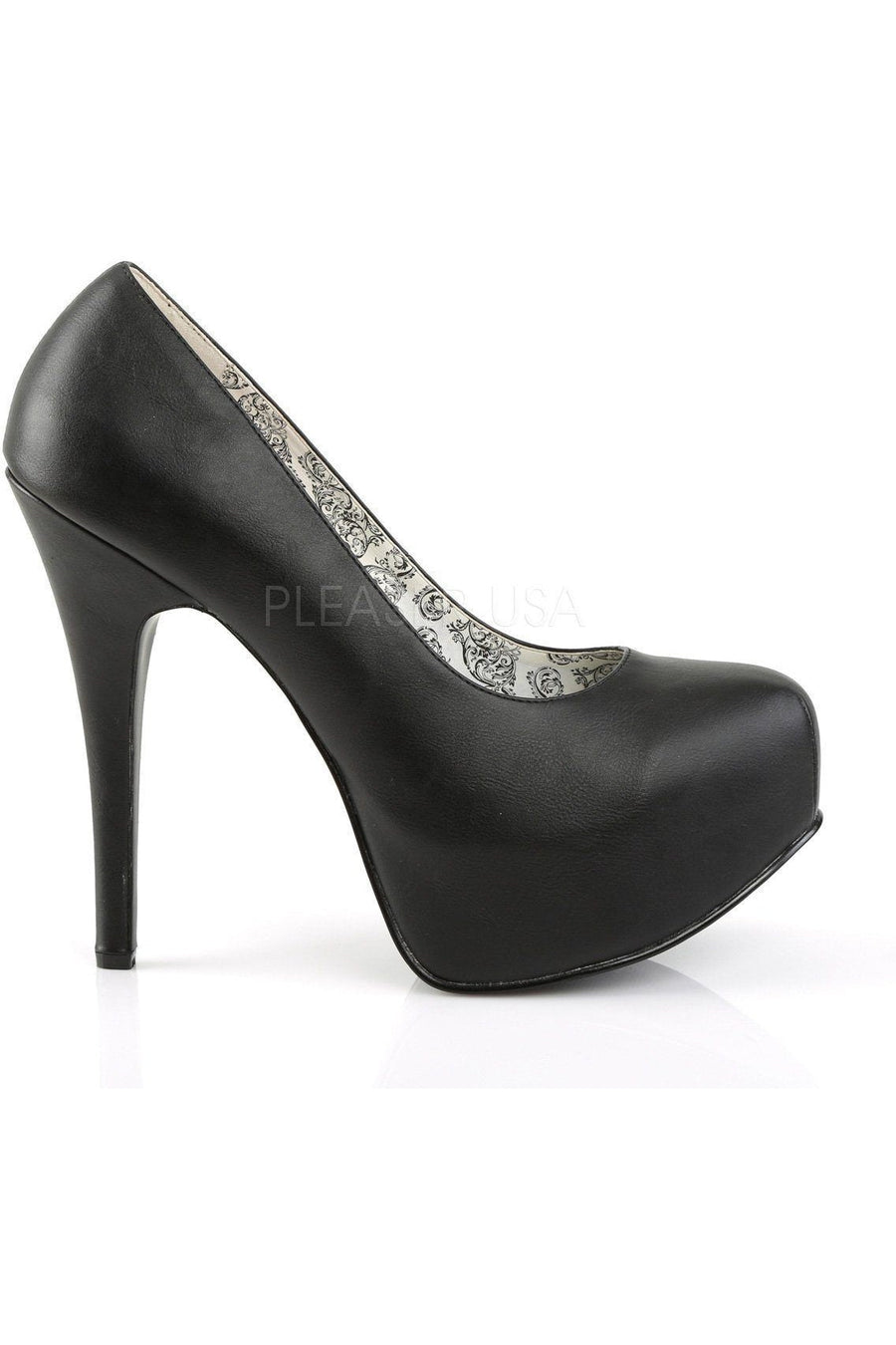 Pleaser Pink Label TEEZE-06W Pump in Black Faux Leather