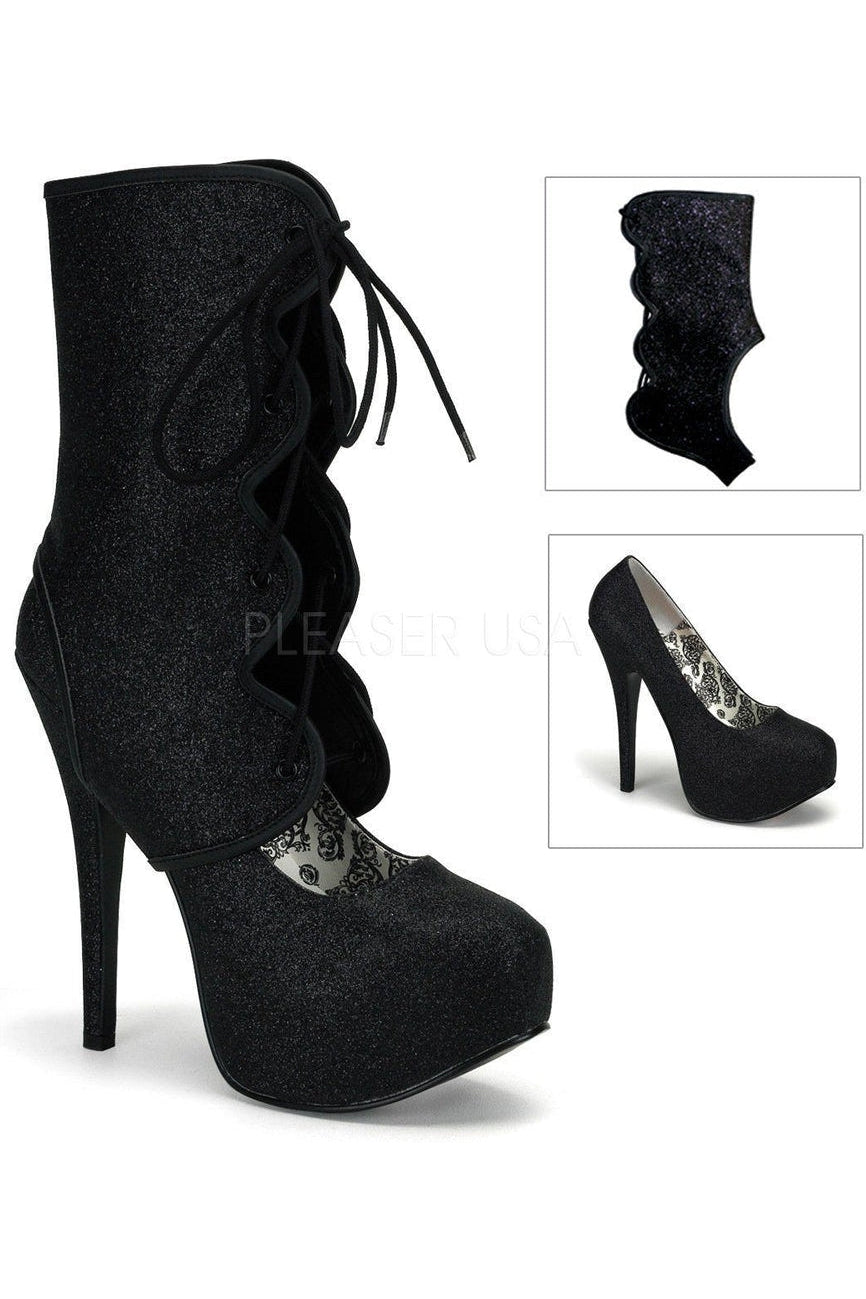 Bordello TEEZE-31G Pump in Black Glitter from SexyShoes.com