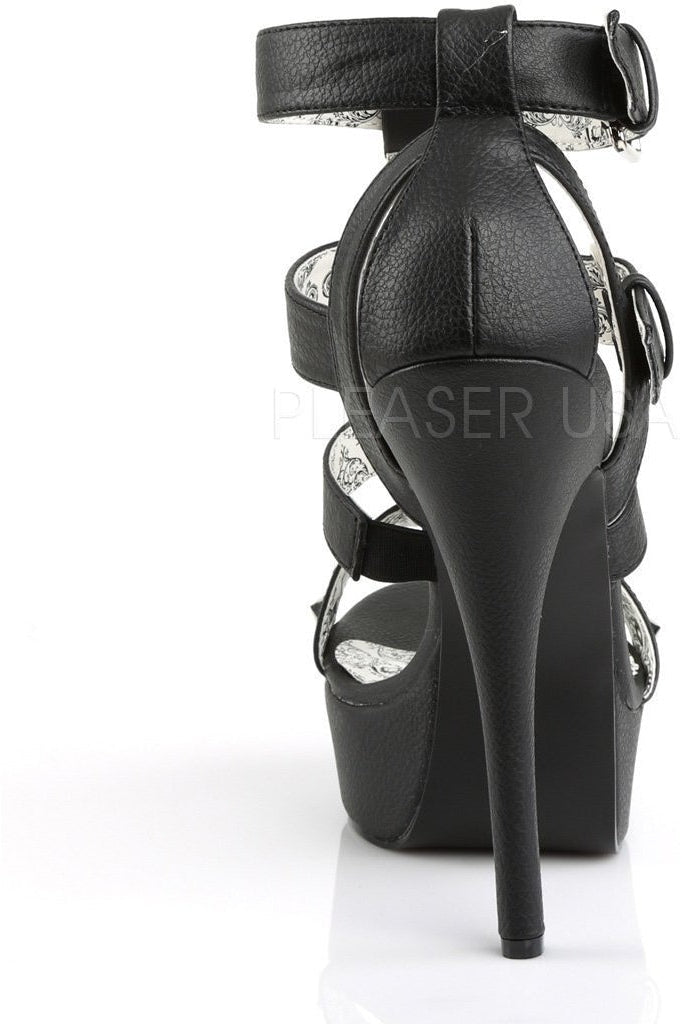 Pleaser Pink Label TEEZE-42W Sandal in Black Faux Leather