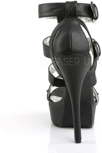 Pleaser Pink Label TEEZE-42W Sandal in Black Faux Leather