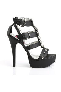 Pleaser Pink Label TEEZE-42W Sandal in Black Faux Leather