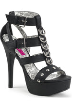 TEEZE-42W Sandal | Black Faux Leather
