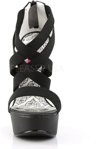 Pleaser Pink Label TEEZE-47W Platform Sandal in Black Faux Leather