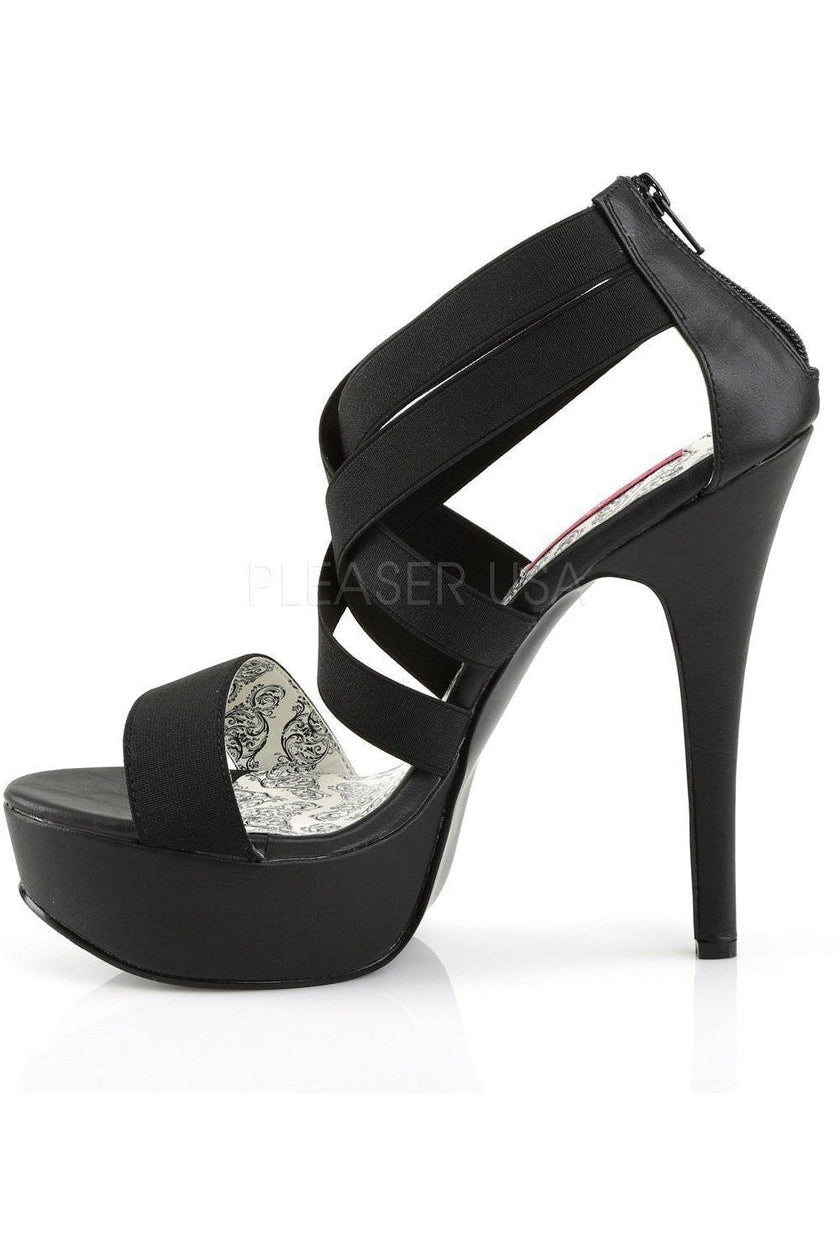 TEEZE-47W Platform Sandal | Black elastic-Pleaser Pink Label-Sandals-SEXYSHOES.COM