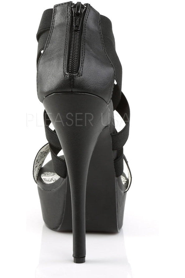 Pleaser Pink Label TEEZE-47W Platform Sandal in Black Faux Leather