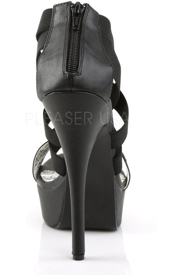TEEZE-47W Platform Sandal | Black elastic-Pleaser Pink Label-Sandals-SEXYSHOES.COM