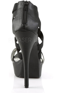 Pleaser Pink Label TEEZE-47W Platform Sandal in Black Faux Leather