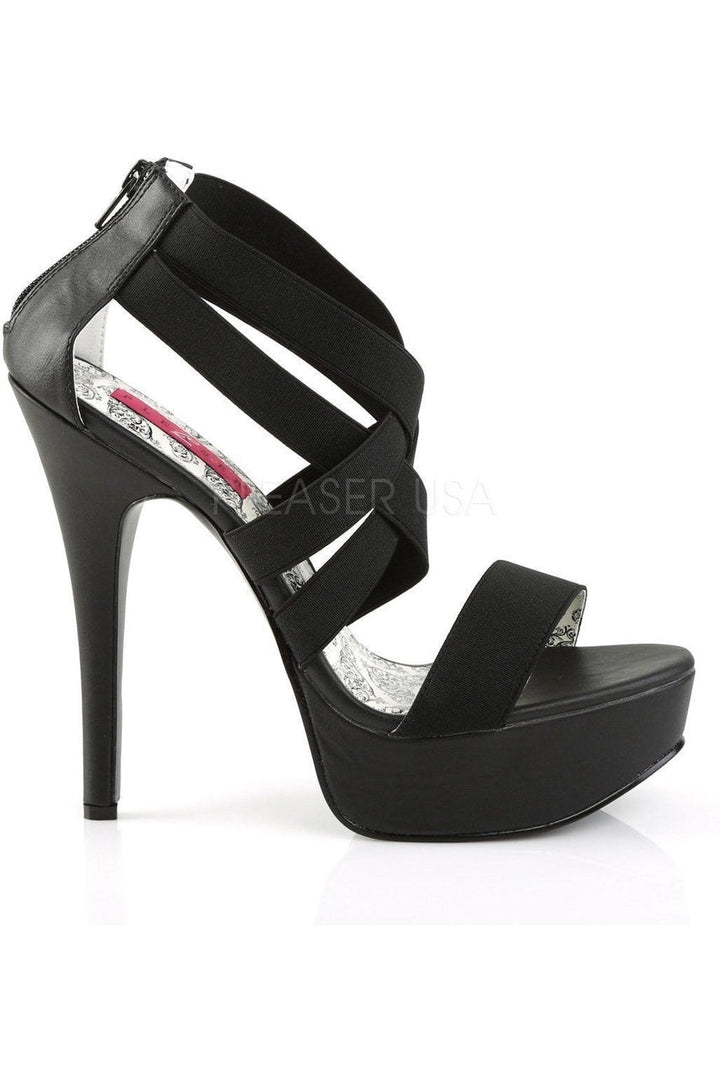 TEEZE-47W Platform Sandal | Black elastic-Pleaser Pink Label-Sandals-SEXYSHOES.COM