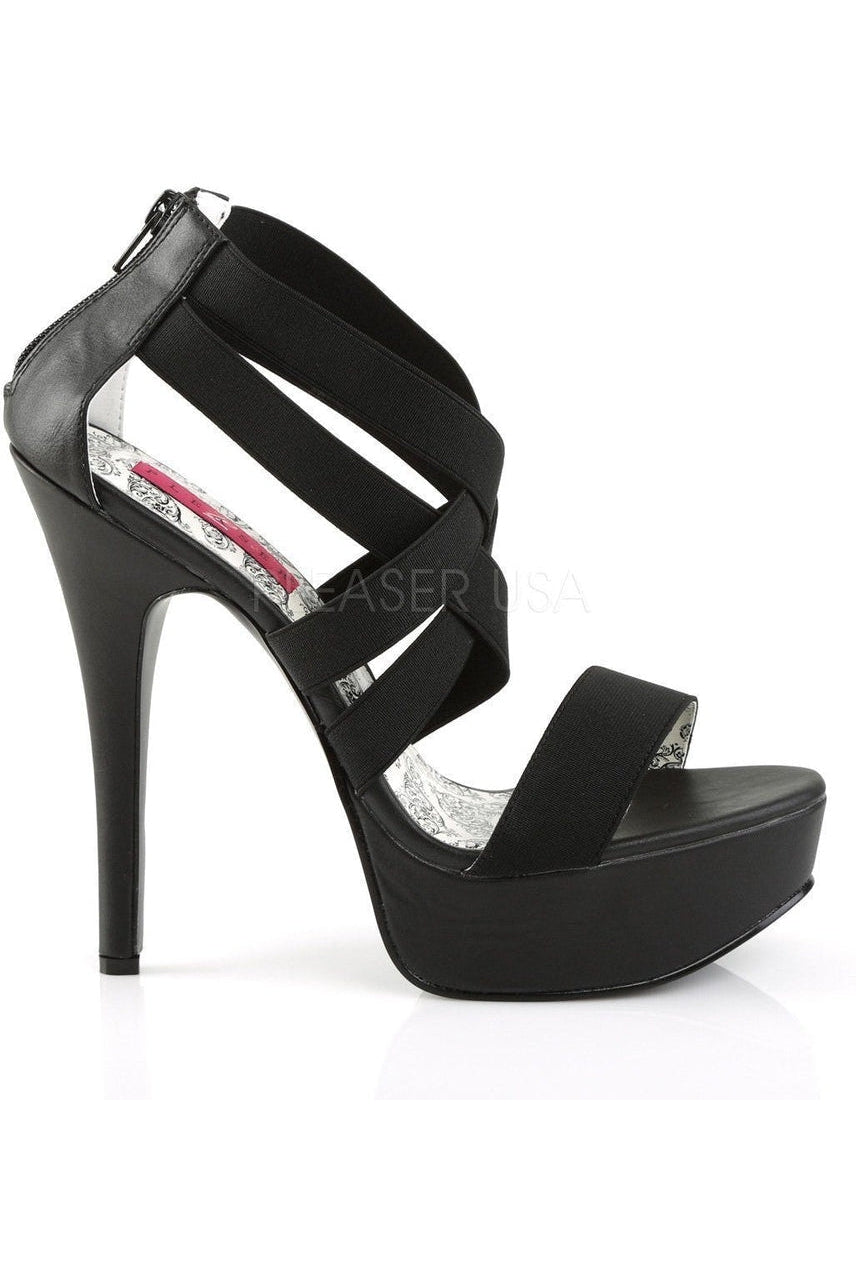 TEEZE-47W Platform Sandal | Black elastic-Pleaser Pink Label-Sandals-SEXYSHOES.COM