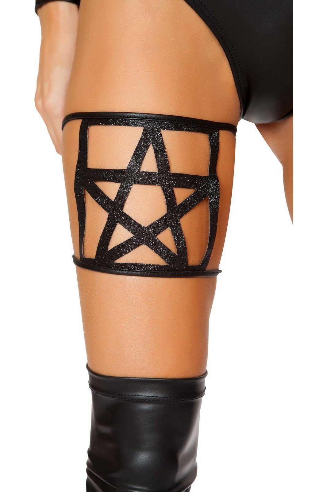 Roma Costumes Thigh Strap of a Witches Star in Black  from SexyShoes.com