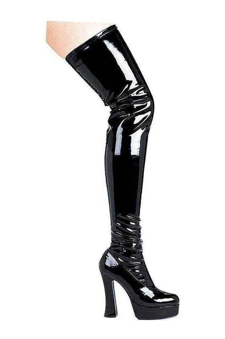 THRILL Thigh Boot | Black Patent-Ellie Shoes-SEXYSHOES.COM
