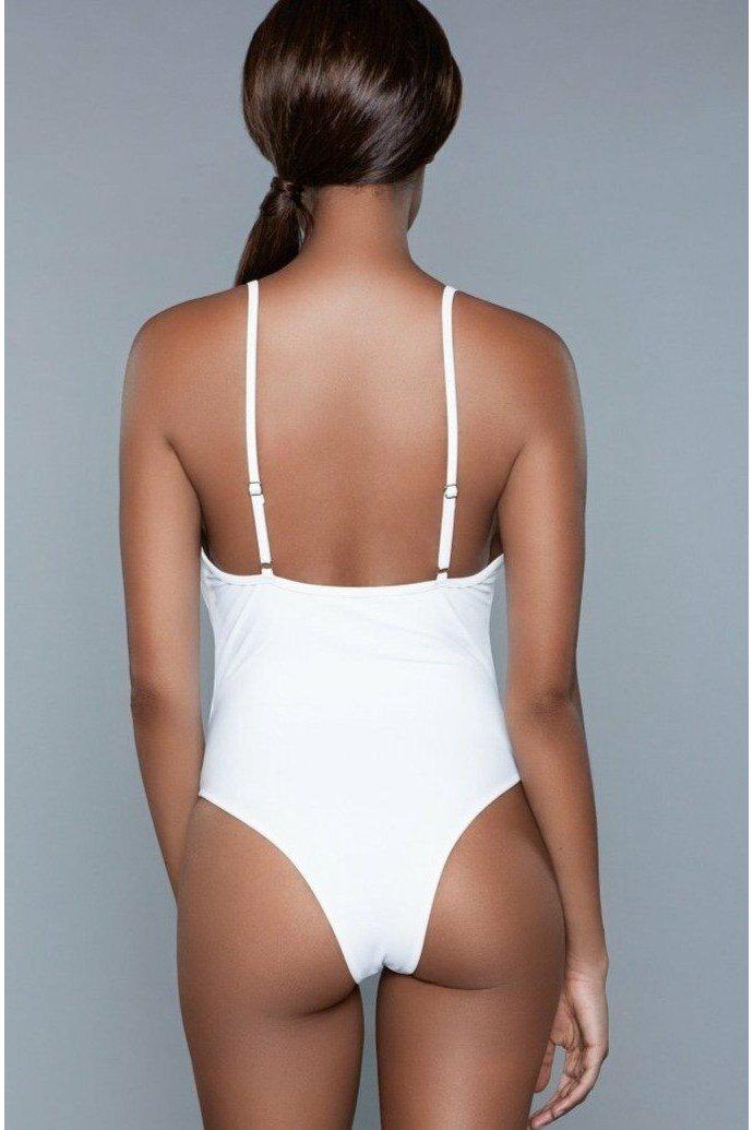 BeWicked Tie Front One Piece Swimsuit in White 