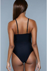 BeWicked Tie Front One Piece Swimsuit in Black 