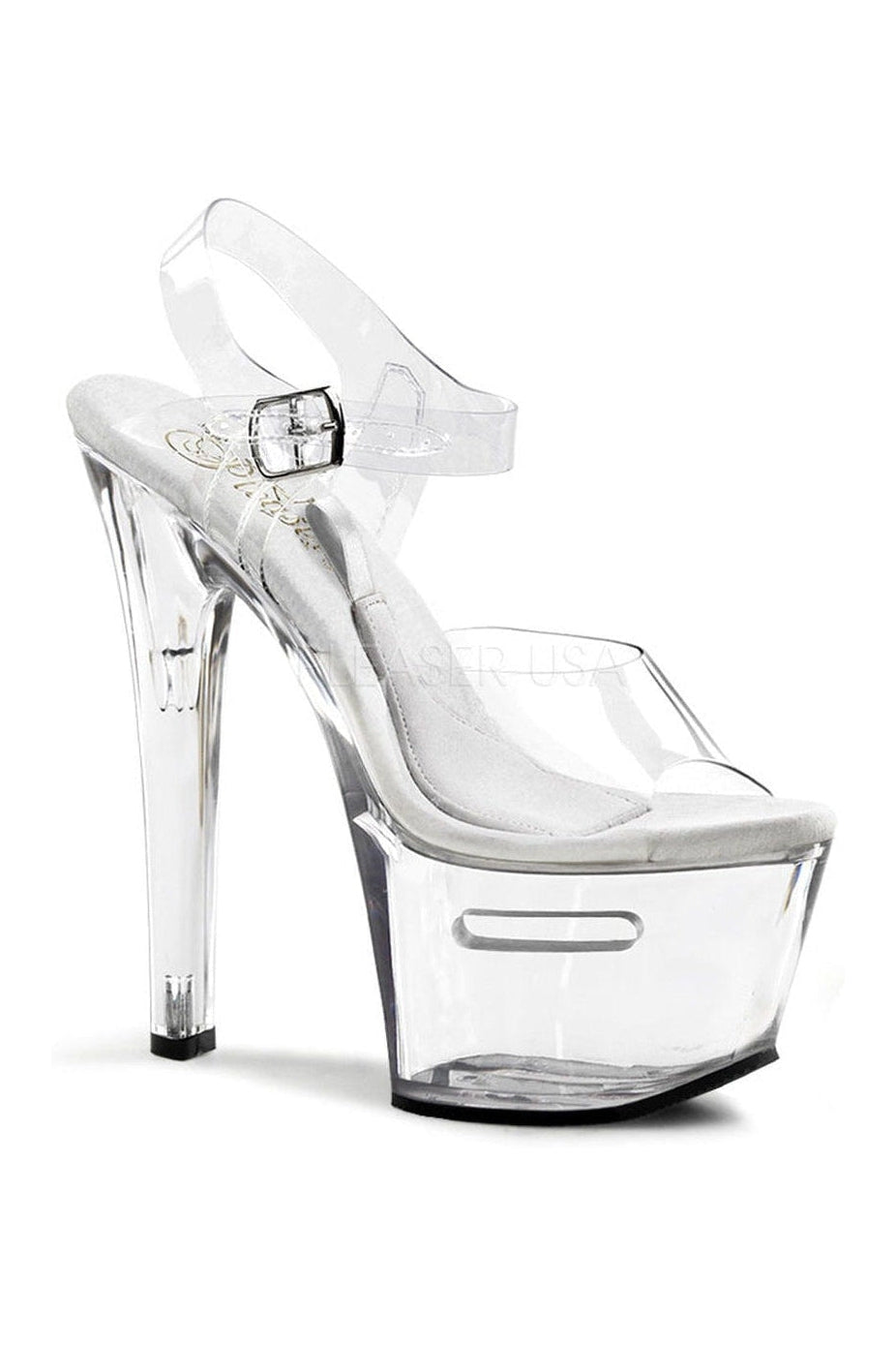 Pleaser TIPJAR-708-2 Platform Sandal in Clear Vinyl from SexyShoes.com
