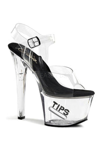 Pleaser TIPJAR-708-5 Platform Sandal in Black Vinyl from SexyShoes.com