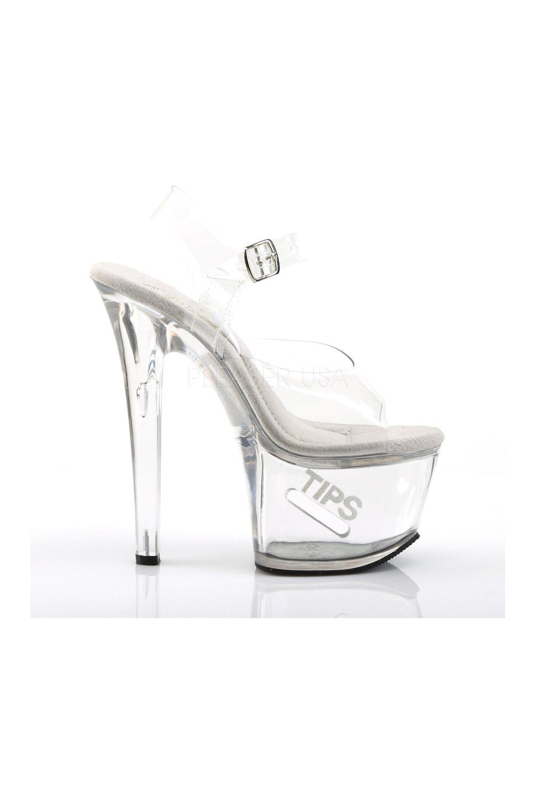 Pleaser TIPJAR-708-5 Platform Sandal in Clear Vinyl