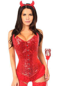 Daisy Corsets Top Drawer 4 PC Devilicious Premium Corset Costume in Red  from SexyShoes.com