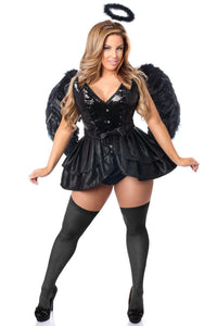 Daisy Corsets Top Drawer 4 PC Fallen Angel Corset Costume in Black 