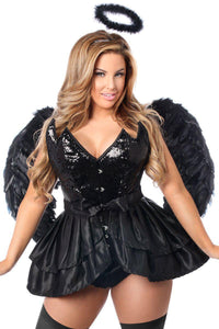 Daisy Corsets Top Drawer 4 PC Fallen Angel Corset Costume in Black  from SexyShoes.com