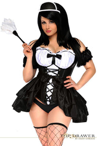 Daisy Corsets Top Drawer 4 PC French Maid Costume in Black  from SexyShoes.com