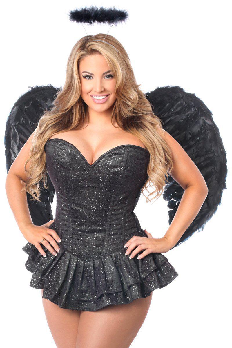Daisy Corsets Top Drawer 4 PC Midnight Angel Corset Costume in Black  from SexyShoes.com