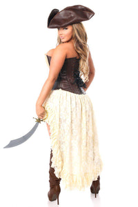 Daisy Corsets Top Drawer 4 PC Pirate Captain Costume in Brown 