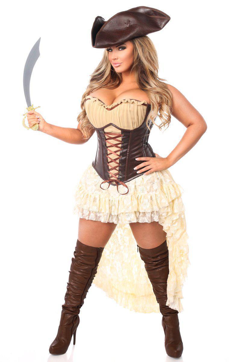 Daisy Corsets Top Drawer 4 PC Pirate Captain Costume in Brown  from SexyShoes.com
