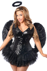 Daisy Corsets Top Drawer 4 PC Sequin Night Angel Corset Costume in Black  from SexyShoes.com