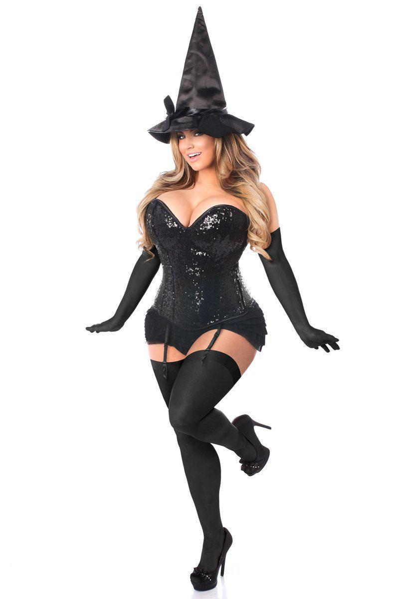 Daisy Corsets Top Drawer 4 PC Sequin Witch Corset Costume in Black 