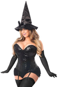 Daisy Corsets Top Drawer 4 PC Sequin Witch Corset Costume in Black  from SexyShoes.com