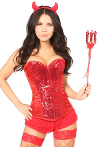 Daisy Corsets Top Drawer 4 PC Sexy Devil Corset Costume in Red  from SexyShoes.com