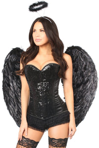 Daisy Corsets Top Drawer 4 Piece Night Angel Corset Costume in Black  from SexyShoes.com