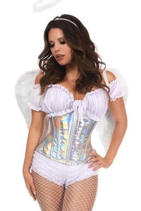 Daisy Corsets Top Drawer 5 PC Silver Holo Angel Corset Costume in Hologram  from SexyShoes.com