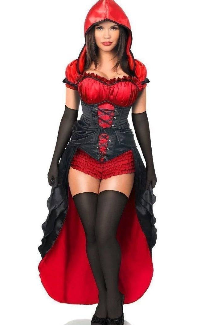 Daisy Corsets Top Drawer 5 Piece Red Hot Riding Hood Corset Costume in Red  from SexyShoes.com