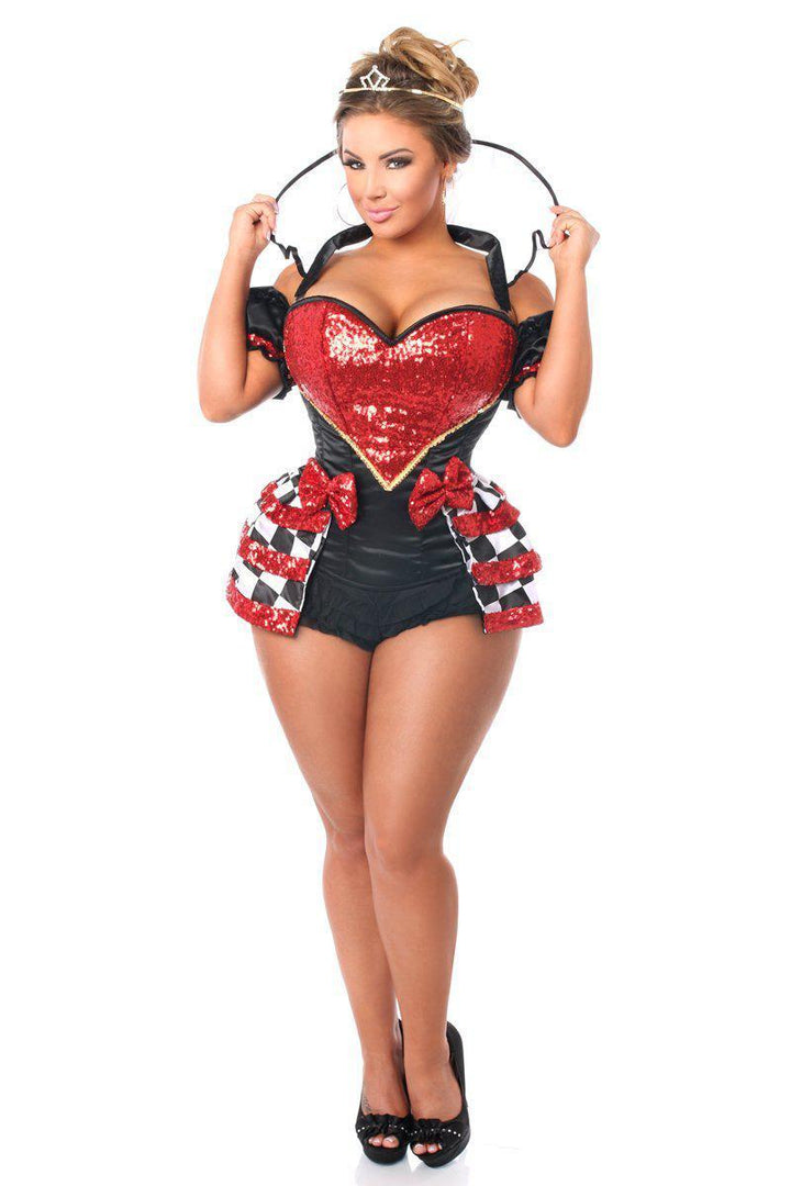 Top Drawer 6 PC Royal Red Queen Corset Costume-Fairytale Costumes-Daisy Corsets-Red-M-SEXYSHOES.COM