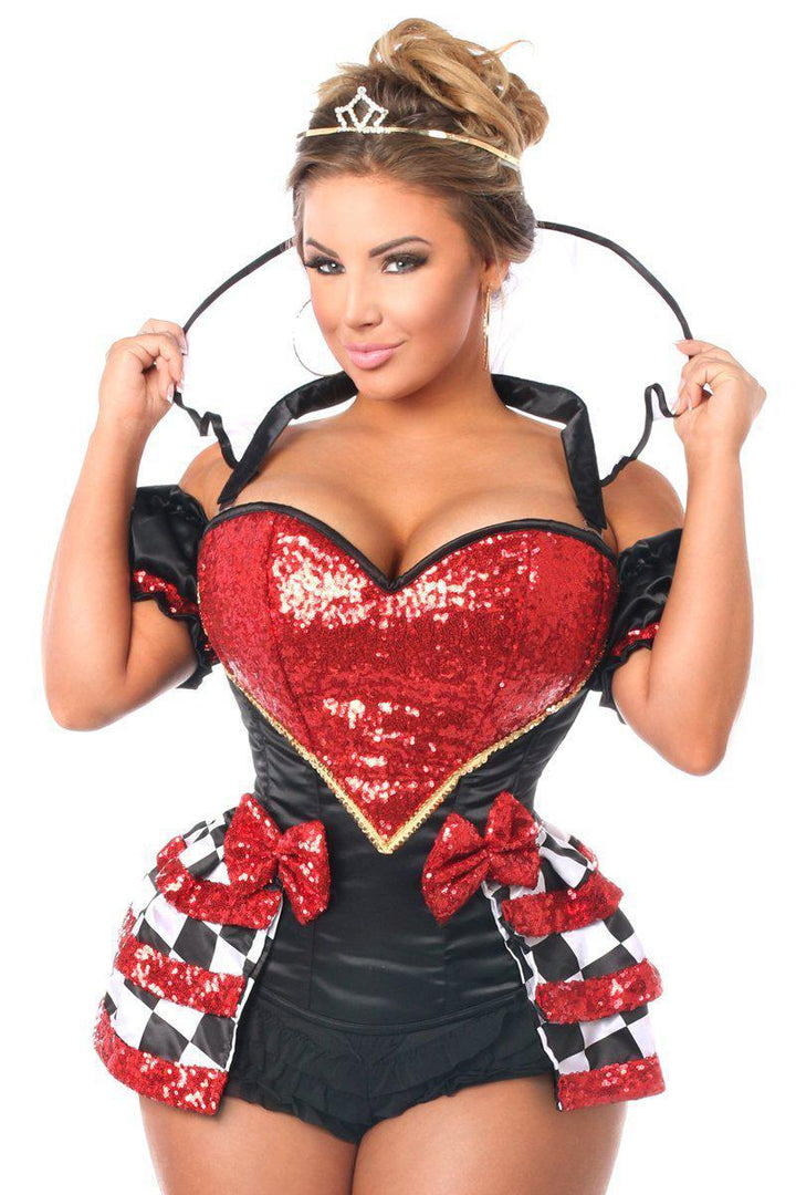 Top Drawer 6 PC Royal Red Queen Corset Costume-Fairytale Costumes-Daisy Corsets-Red-M-SEXYSHOES.COM