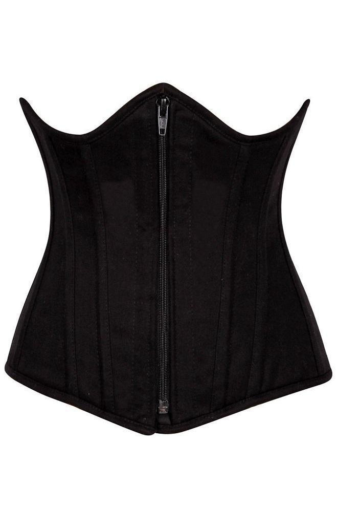 Top Drawer Black Cotton Underbust Steel Boned Corset-Daisy Corsets-SEXYSHOES.COM