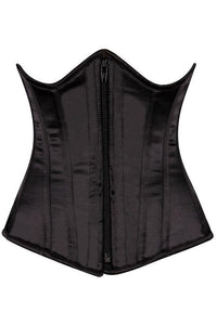 Daisy Corsets Top Drawer Black Satin Underbust Steel Boned Corset in Black  from SexyShoes.com