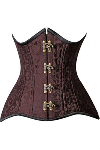 Daisy Corsets Top Drawer CURVY Brocade Double Steel Boned Under Bust Corset in Burgundy  from SexyShoes.com